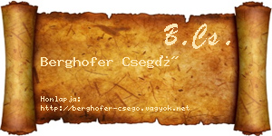 Berghofer Csegő névjegykártya